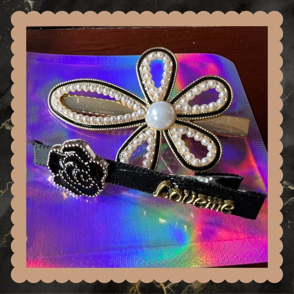 4/$20 Hair Faux Pearl Barrettes - Picture 4 of 4